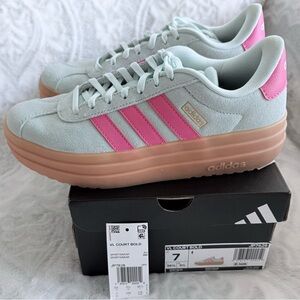 Adidas:VL Court Bold Platform Sneaker.Women’s Size: 7. Halo Mint & Pulse Magenta